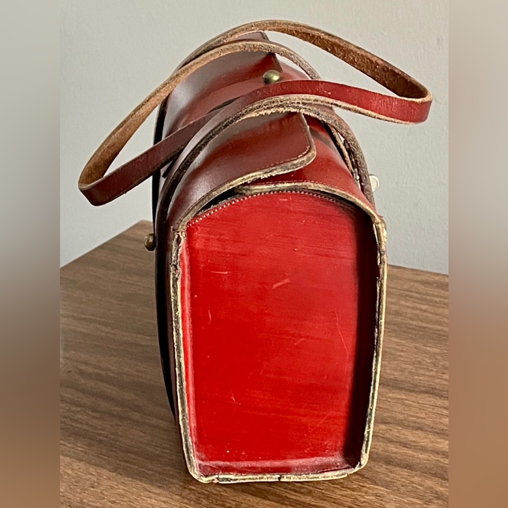 Vintage 50s Etienne Aigner ‘Antic Red’ Leather Turnlock Satchel w/ Original Tags - Picture 2 of 13